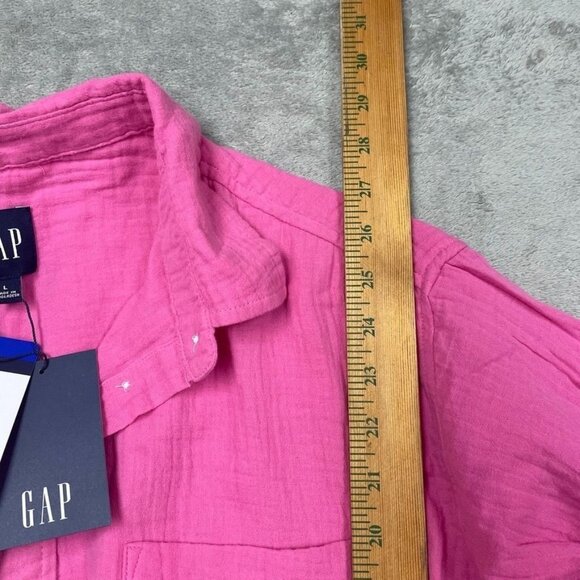 Gap Long Sleeve Pink Button-Up Shirt L 100% Cotton Lightweight d0829 - Picture 5 of 9